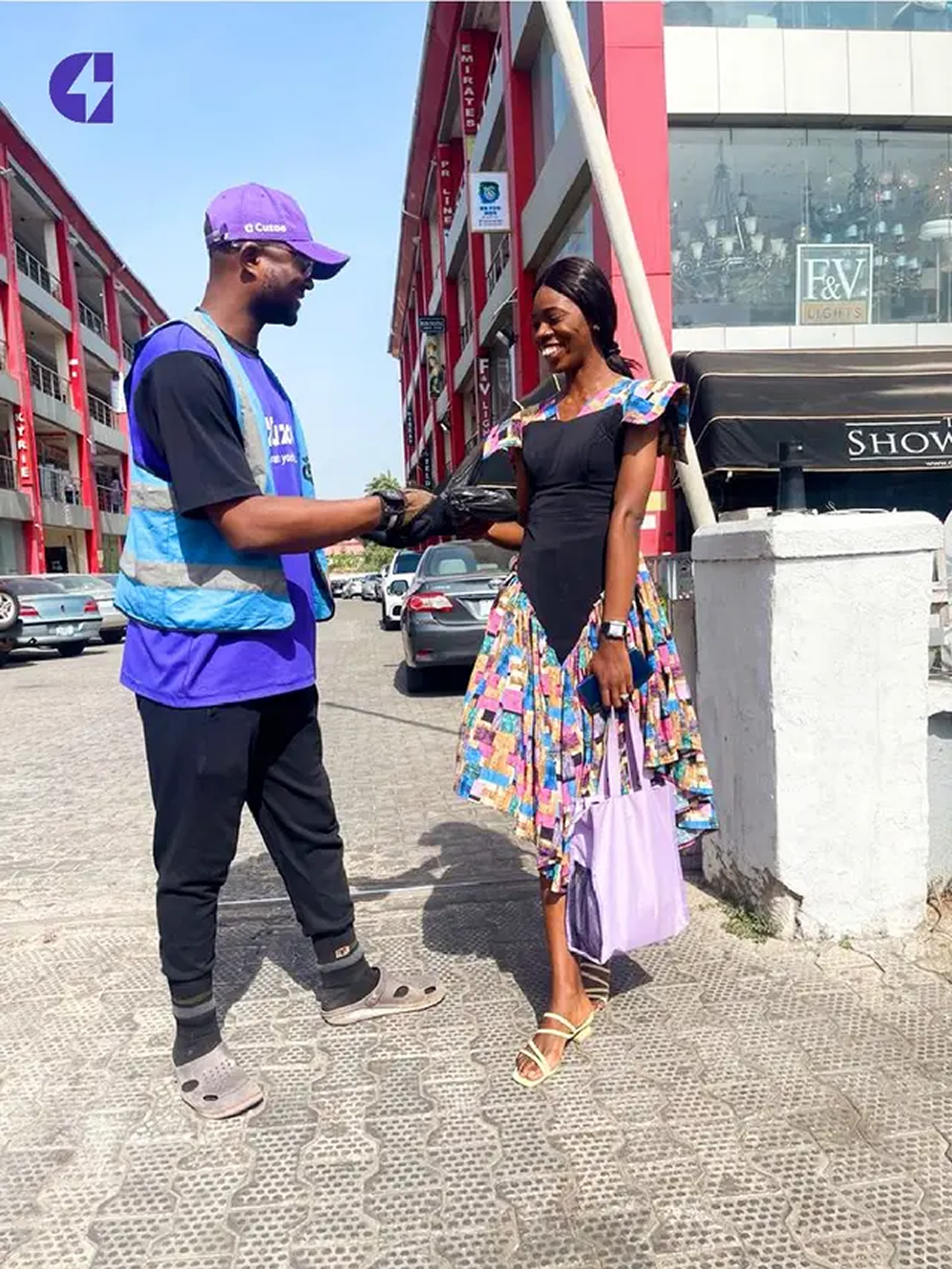 Happy customer receiving a package